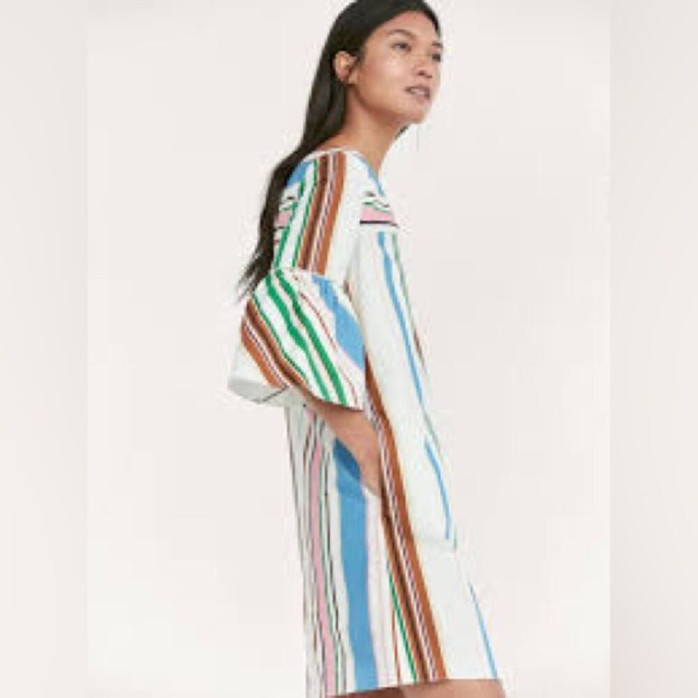 Massimo Dutti Striped Dress Flare Tie Sleeves 2 Womens